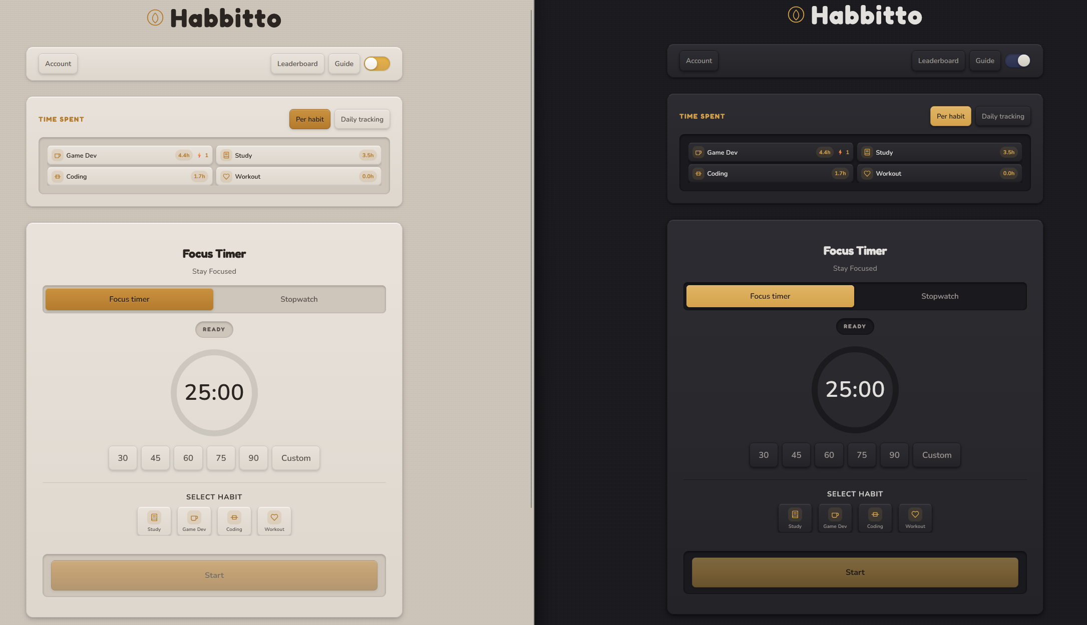 Habbitto - Habit tracker with focus timer