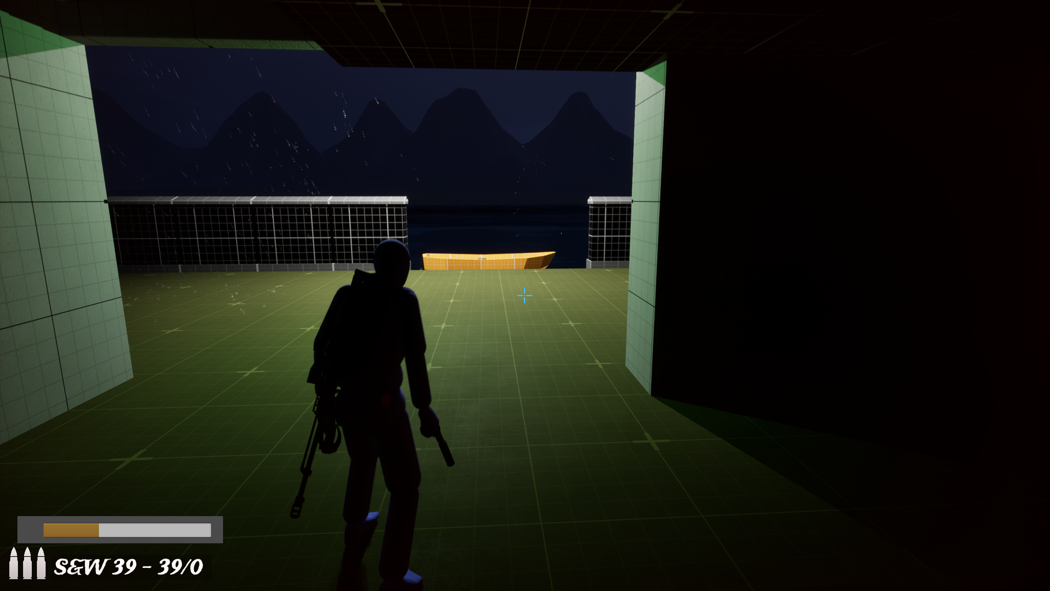 Post-defusal extraction: green safety light, cliff vista, boat below, Leap of Faith jump