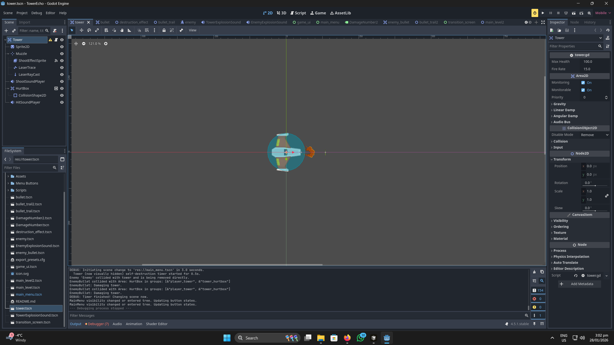 TowerEcho - In-game HUD, turret, and combat