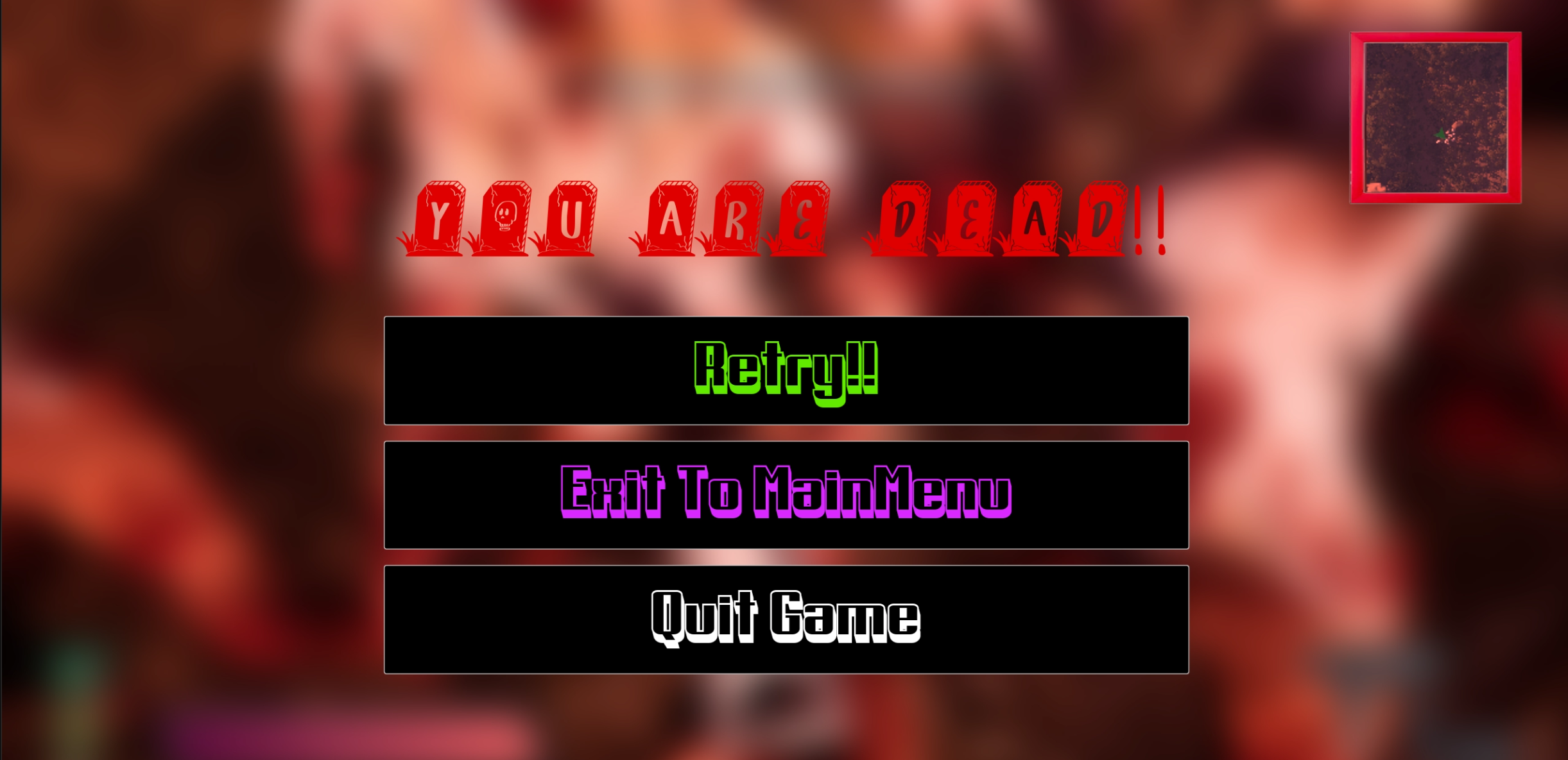 Zombie Mayhem - Game over screen